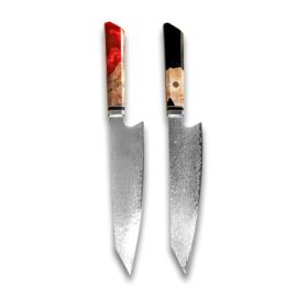 Chef's Knife For Japanese Cuisine In Damascus (Option: Red Black-34.7cm)