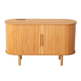 Fralimk Sideboard Buffet Cabinet With Storage, Modern Fluted Storage Cabinet For Dining Room, Tambour Door Console Table For Living Room, Office (Option: Oak)