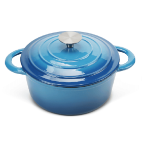 Dutch Oven,Dutch Oven Pot with Lid,4.5 QT Enamel Dutch Ovens with Dual Handles,Cast Iron Pot for Braiser,Cooking,Gifts for Family (Color: Blue)