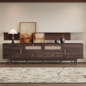 76 TV Stand With Drawers For Living Room Bedroom, Modern Chic Entertainment Center For TVs Up To 85 Inches, Entertainment Center With Storage (Option: Dark Brown)